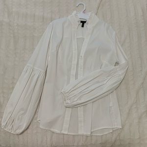 NWOT White Formal Puffy Sleeve Button Down Shirt